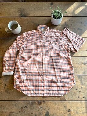 Tommy Bahama Men’s Button Down Shirt Size 2XT Tall Orange Blue Gray Plaid
